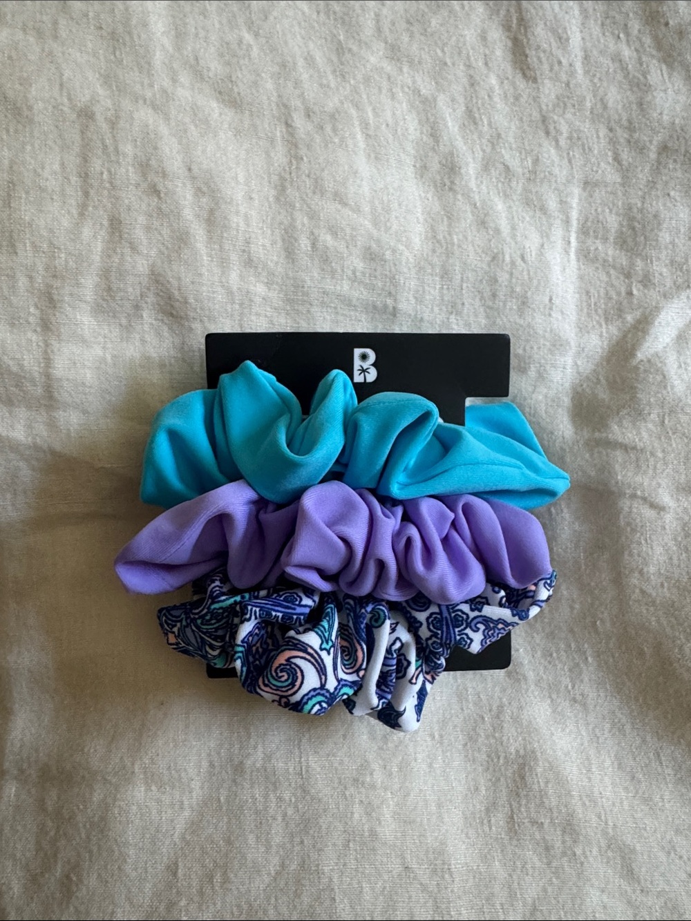 Set of 3 Turquoise, Lavender & Paisley Scrunchies